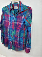 New Women’s H Bar C Multicolor Long Sleeve Pearl Snap Size 36 II-56