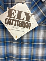 New Toddlers ELY Cattleman Blue Plaid Long Sleeve Pearl Snap JUV-3 DD-17