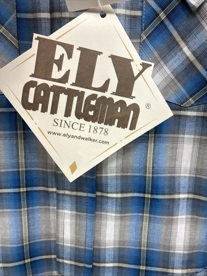 New Toddlers ELY Cattleman Blue Plaid Long Sleeve Pearl Snap JUV-3 DD-17
