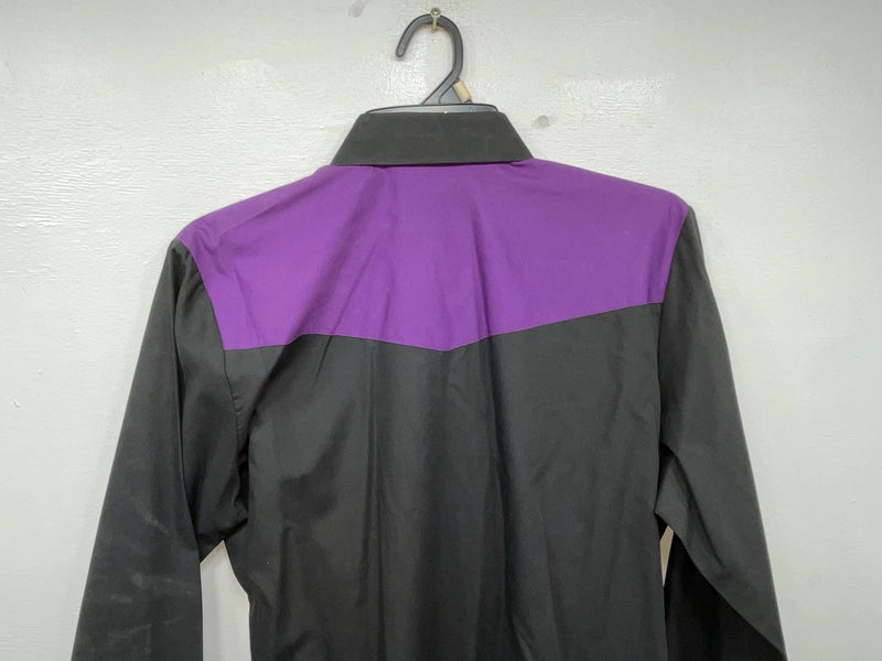 New Women’s Black Purple Ely Long Sleeve Button Up Shirt M #14119 3B-48
