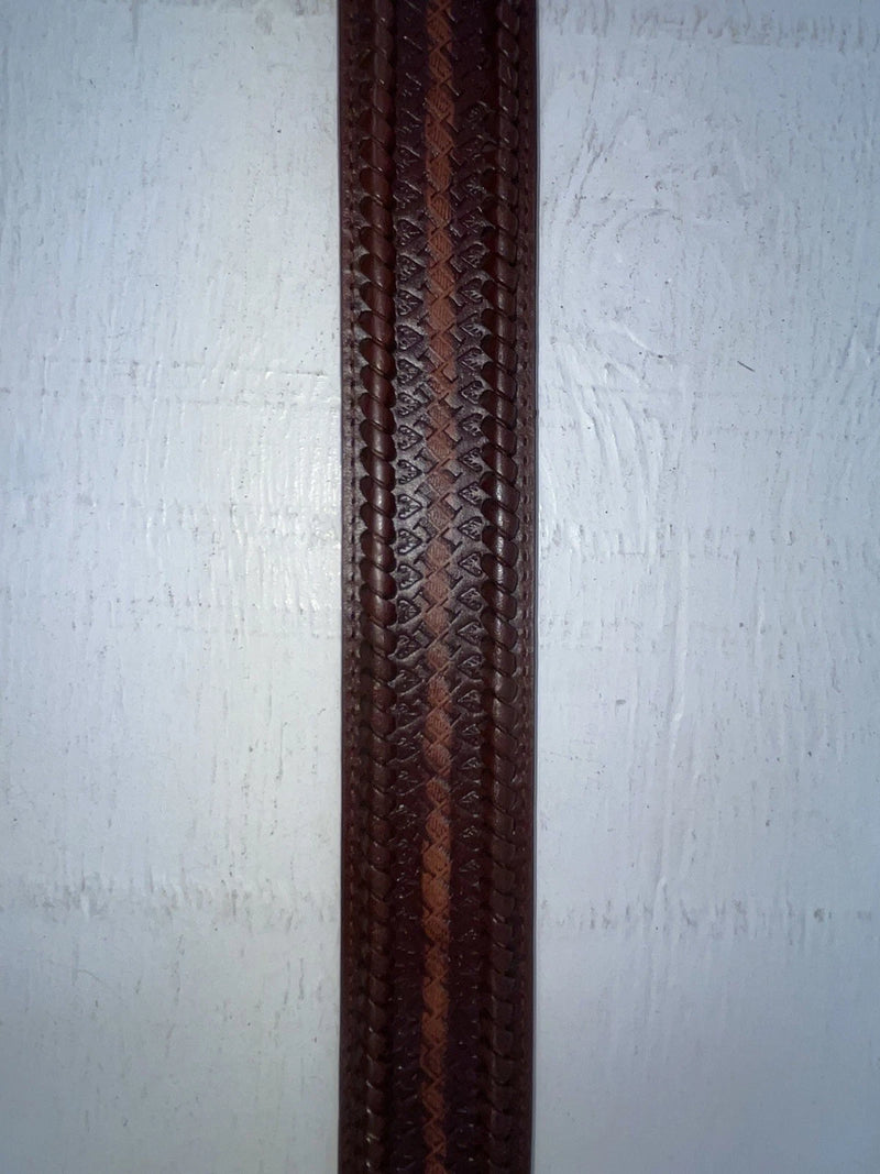 New Brown Genuine Leather Nocona Tooled And Weaved 28” Belt #2420002 NN-26