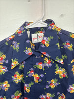 New Women’s Tem Tex Blue Floral Long Sleeve Pearl Snap Size 36 LL-17