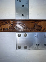 New Brown Genuine Leather Chambers Wildlife Tooled 30” Belt #6381 Z-167