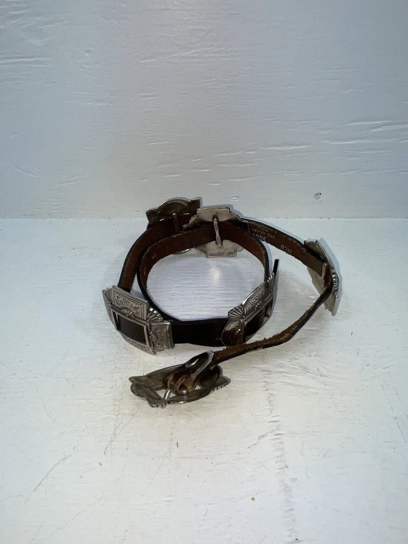 New Brown Genuine Leather Chambers Silver Pendent 28” Belt #3001 JJ-58