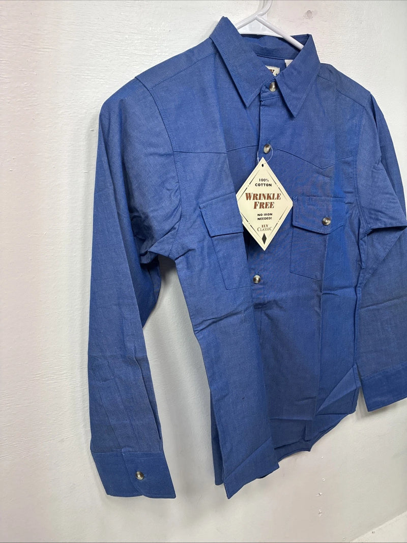 New Kids ELY Classic Blue Jean Design Long Sleeve Button Up Medium LL-27