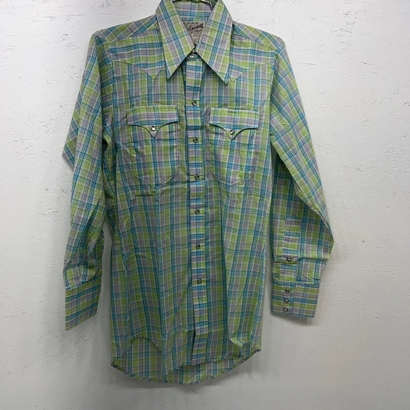 New Men’s Rockmount Multi Color Long Sleeve Pearl Snap 14.5 X 32 Small A-186