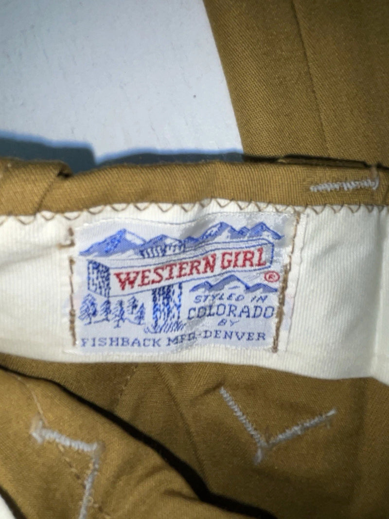 New Vintage Brown Western Girl Polyester Pants #77 SS-66