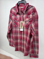 New Women’s Cumberland Pink Plaid Long Sleeve Pearl Snap XL GG-29