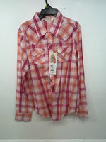 New Women’s Pink Plaid Cumberland Outfitters Long Sleeve Button Up Shirt L 3B-20