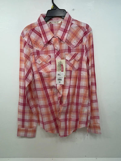 New Women’s Pink Plaid Cumberland Outfitters Long Sleeve Button Up Shirt L 3B-20