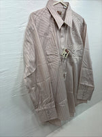 New Men’s ELY Cattleman Pink Stripe Long Sleeve Pearl Snap 17.5 XL O-62