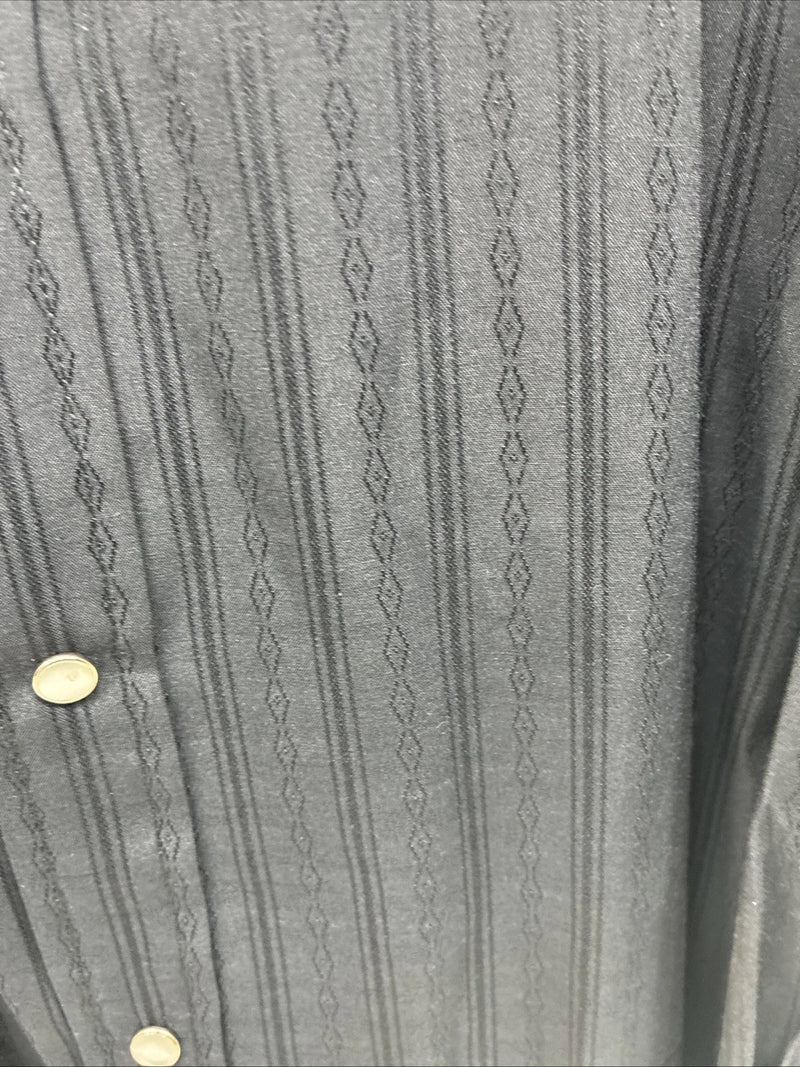 New Men’s ELY Cattleman Black Designed Long Sleeve Pearl Snap 18.5 2XL X-29