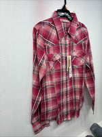 New Women’s Cumberland Pink Plaid Long Sleeve Pearl Snap Medium LL-1
