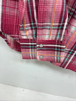 New Women’s Cumberland Pink Plaid Long Sleeve Pearl Snap Medium LL-49