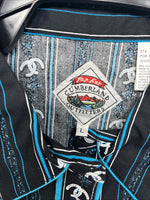 New Women’s Cumberland Blue Western Long Sleeve Pearl Snap Large DD-70