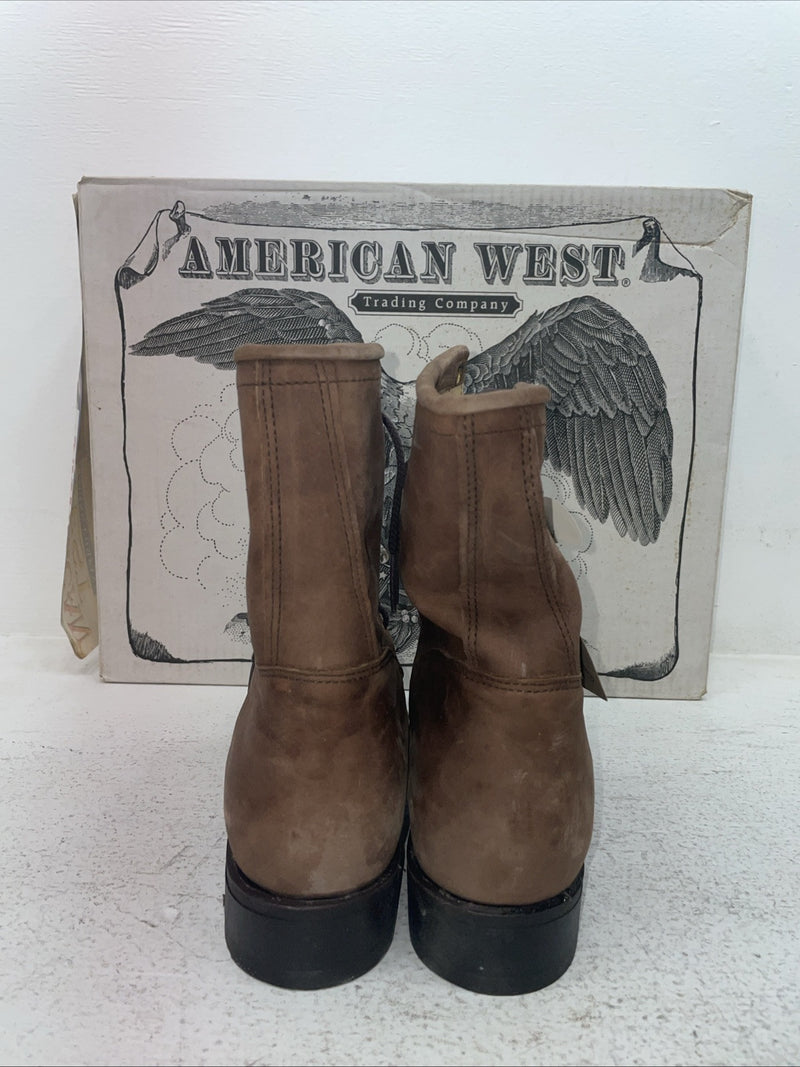 New Men’s Brown Lace Up American West Cowboy Boots. 6992 9 E W. 3-49