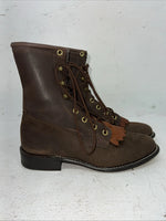 New Women’s Brown Lace Up Texas Brand Cowboy Boots. 4471 7.5 7 1/2 M. 17-97