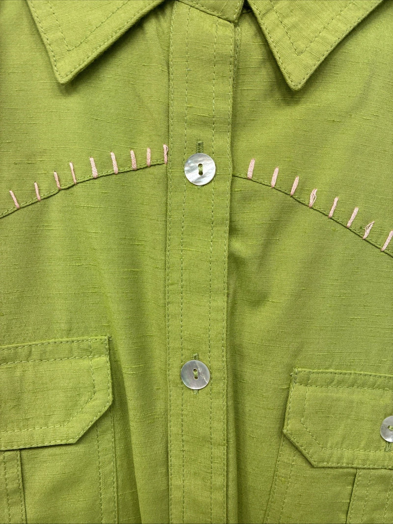 New Women’s Gordon James Green Short Sleeve Button Up Large KK-75