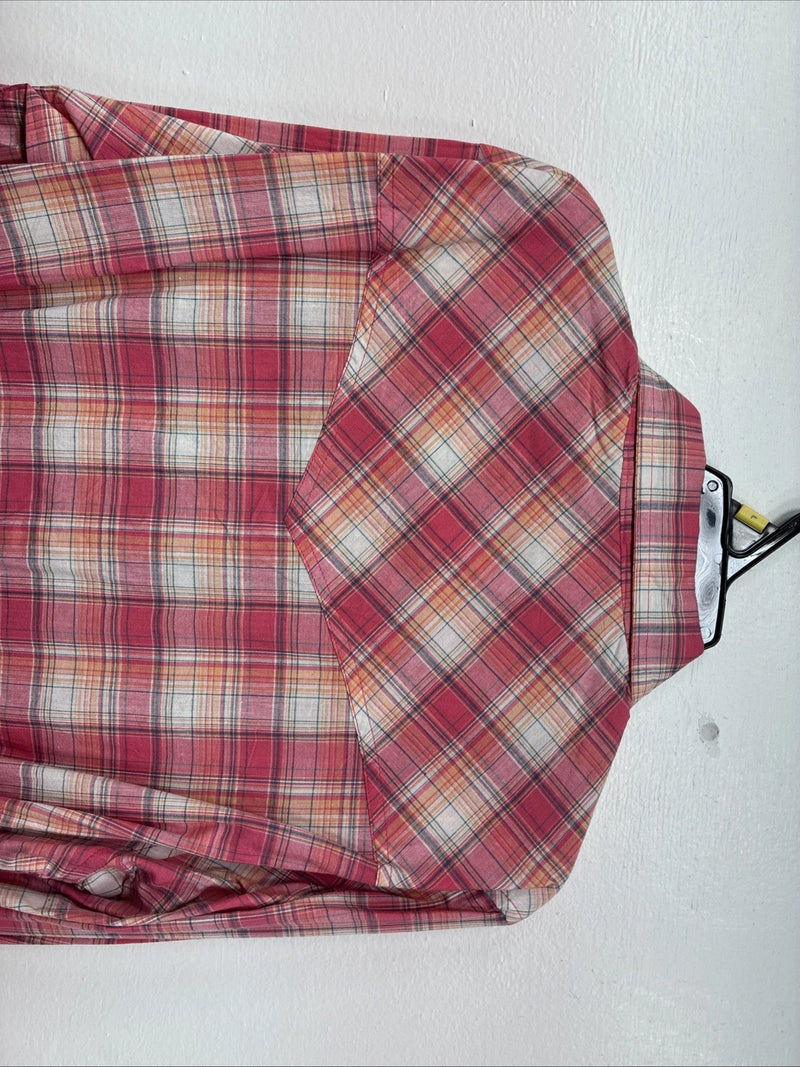 New Women’s Cumberland Pink Plaid Long Sleeve Pearl Snap Large GG-75