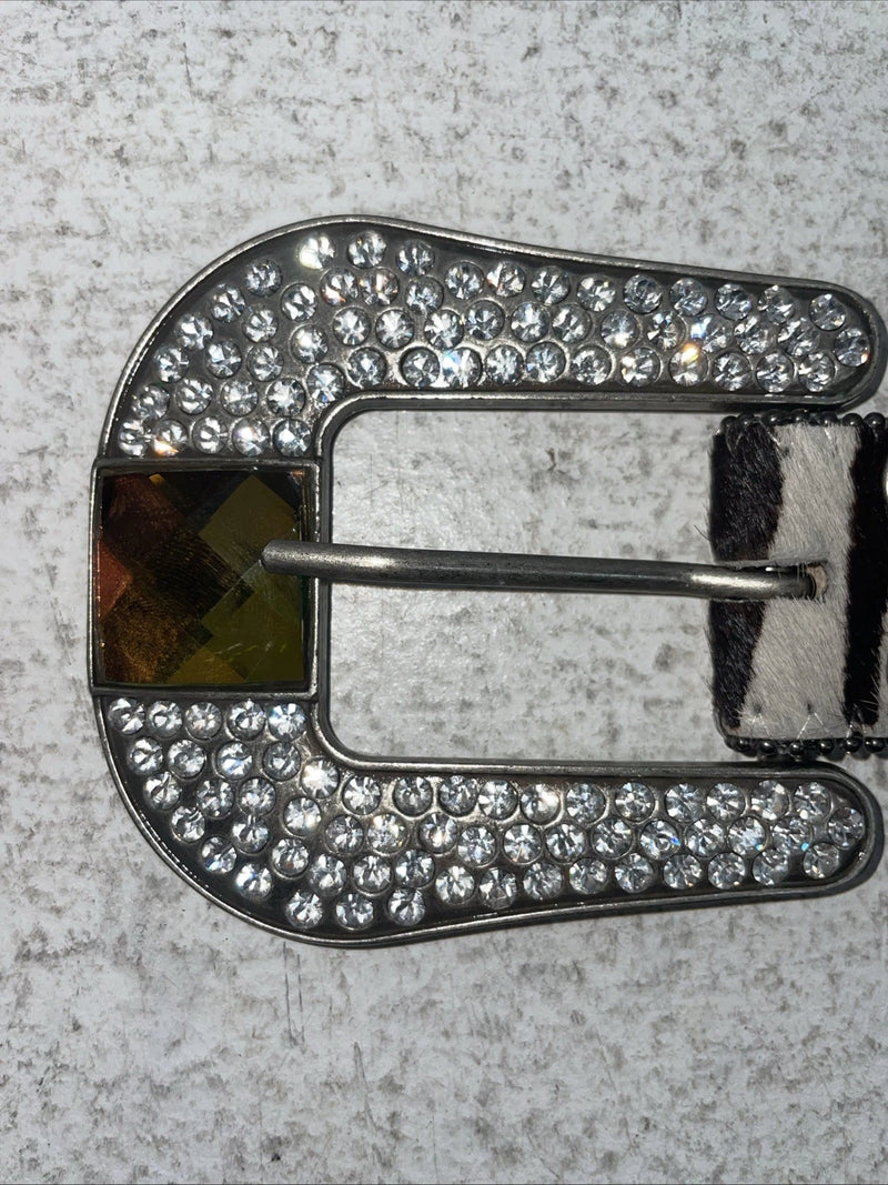 New Black And White Genuine Leather Nocona Rainbow Bling M Belt #N1330999 Z-27