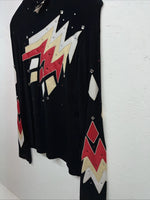 New Womens 1849 Authentic Ranchwear Black Red Long sleeve Show Shirt Large QQ-12