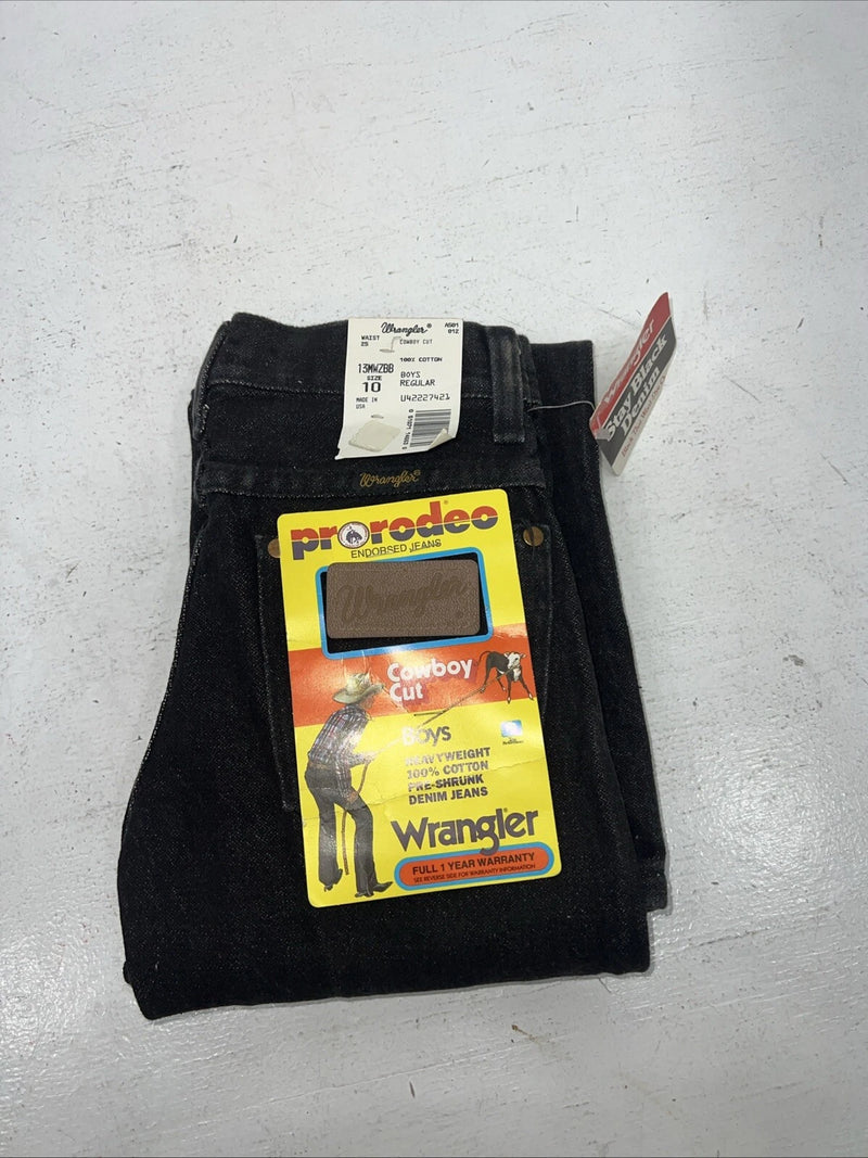New Boys Black Wrangler Cowboy Cut Pro Rodeo Denim Jeans. 10/25 B-35