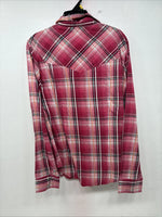 New Women’s Cumberland Pink Plaid Long Sleeve Pearl Snap Medium LL-49