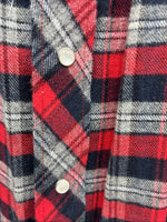 New Men’s White Horse Red Black Flannel Long Sleeve Pearl Snap 2XL H-37