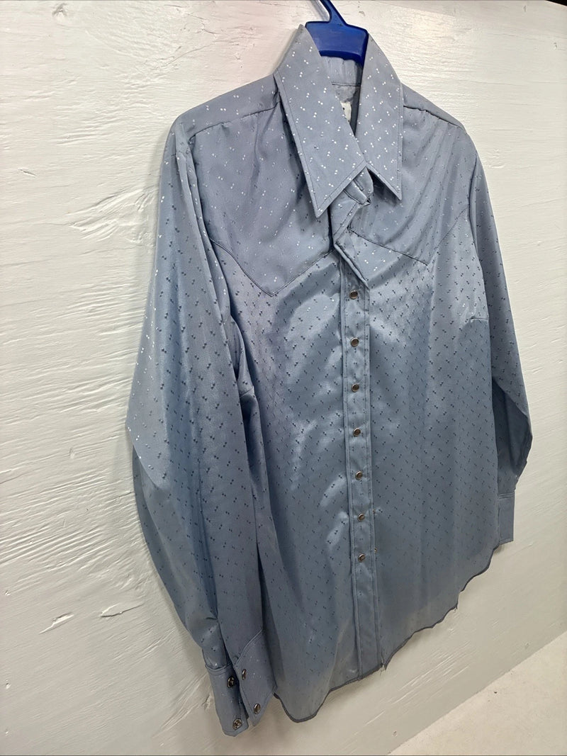 New Kids Dickson Jenkins Blue Long Sleeve Pearl Snap Size 38 CC-101