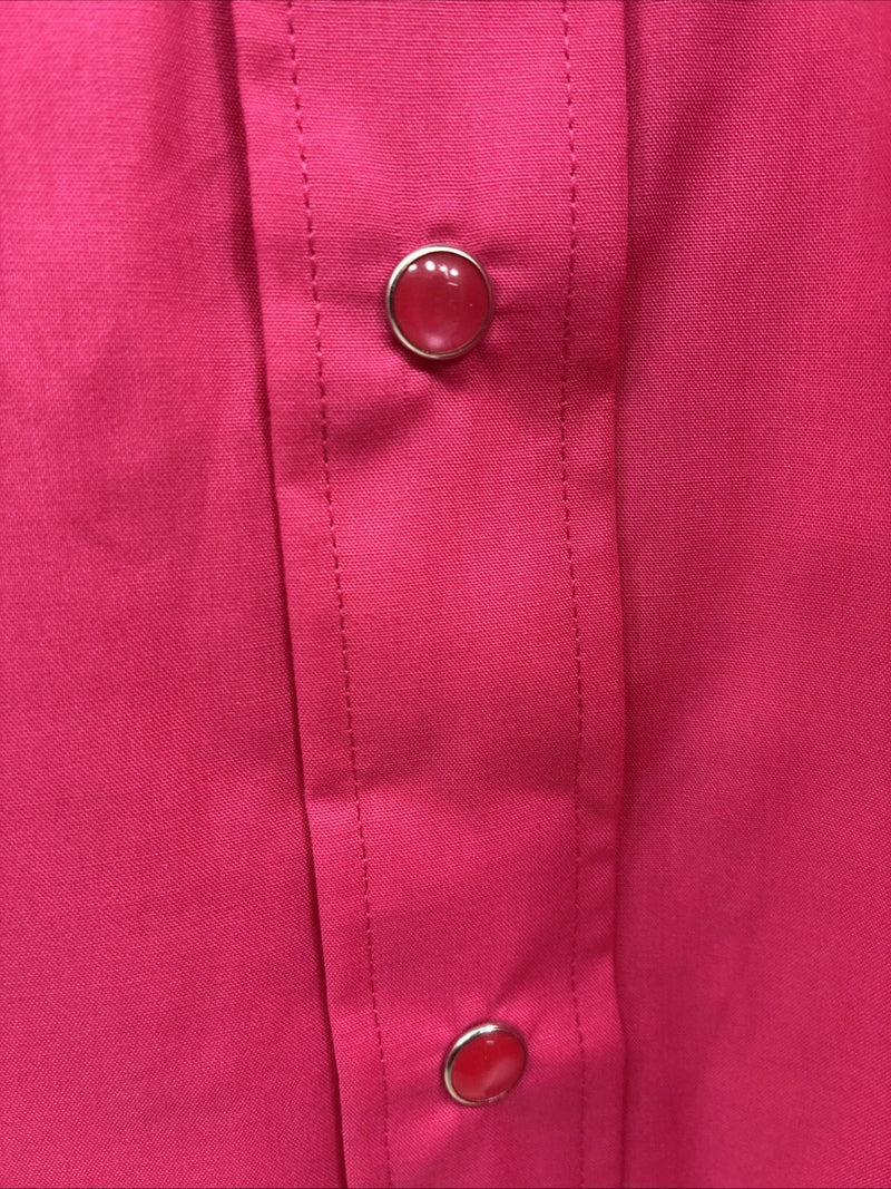 New Men’s White Horse Pink Simple Long Sleeve Pearl Snap Large Q-18