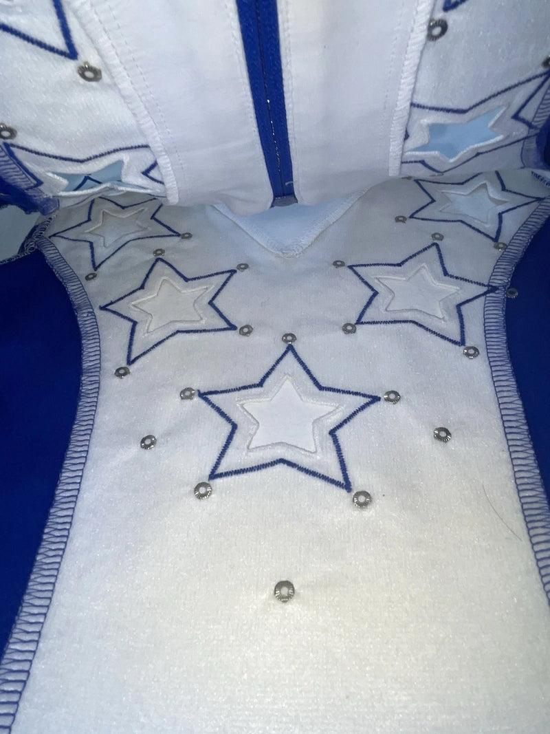 New Kids Blue White And Stars 1849 Cut Off Zip Up Vest S #77872 3B-66