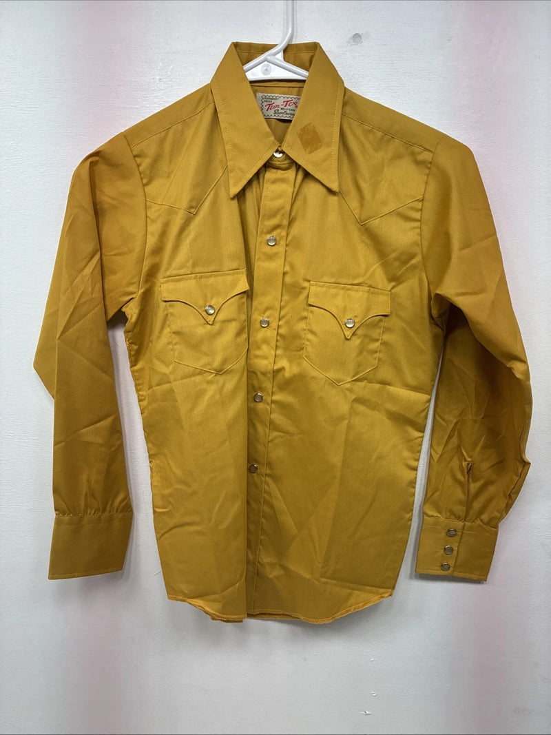 New Kids Tem Tex Yellow Long Sleeve Pearl Snap Size 12 Large LL-25
