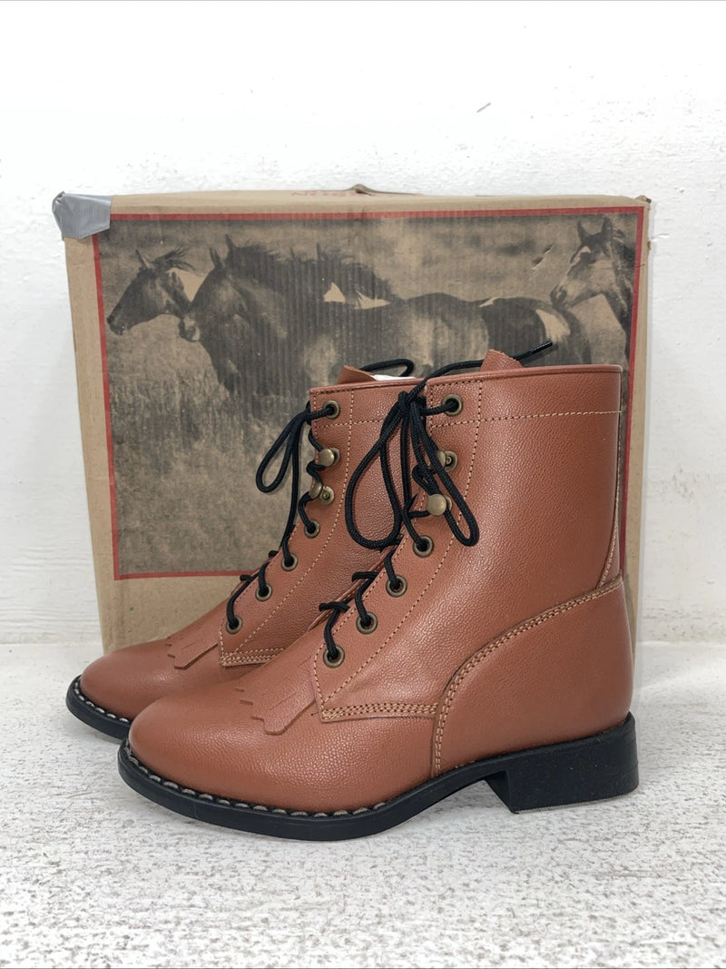 New Kids Brown Lace Up Cimarron Cowboy Boots. 2210100 12.5 12 1/2 D. 23-18