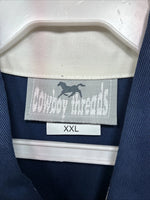 New Men’s Cowboy Threads White Blue Long Sleeve Button Up 2XL F-103