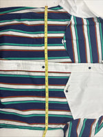 New Men’s Mine & Bills White Multicolor Stripe Long Sleeve Button Up Large V-78