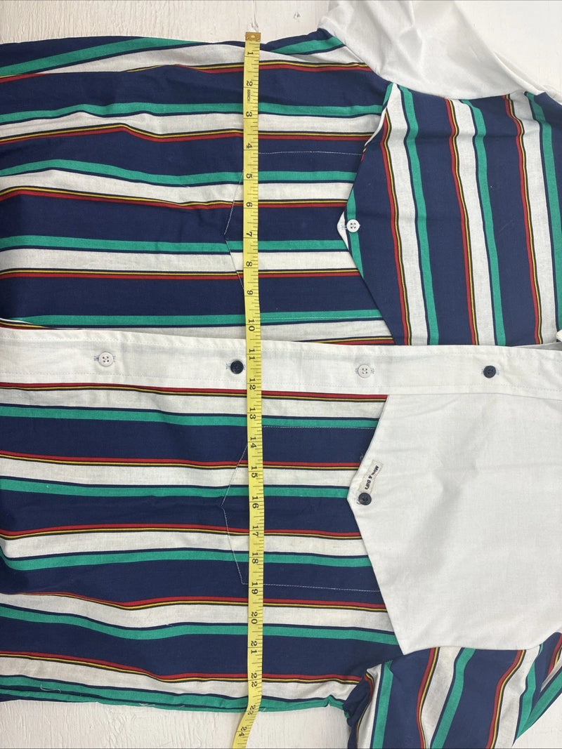 New Men’s Mine & Bills White Multicolor Stripe Long Sleeve Button Up Large V-78