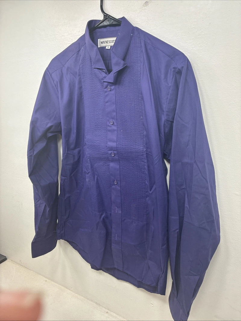 New WAYNE SCOTT Purple Long Sleeve Button Up English Shirt Medium TT-37