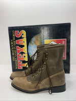 New Women’s Brown Lace Up Texas Brand Cowboy Boots. 4474 7.5 7 1/2 M. 17-102