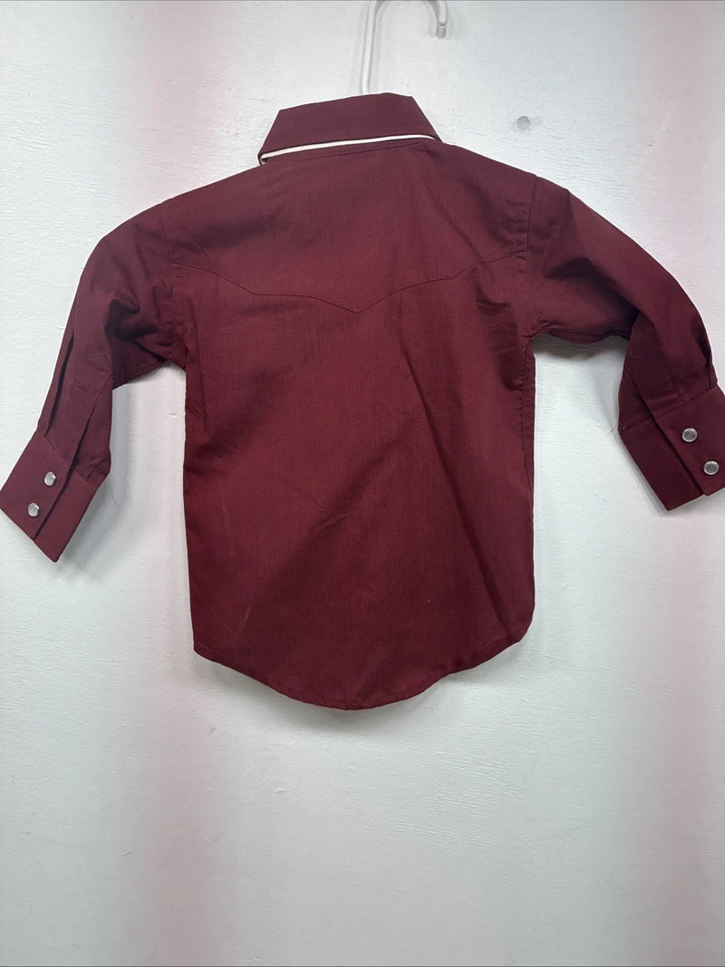 New Kids White Horse Red Long Sleeve Pearl Snap Size 0 DD-152
