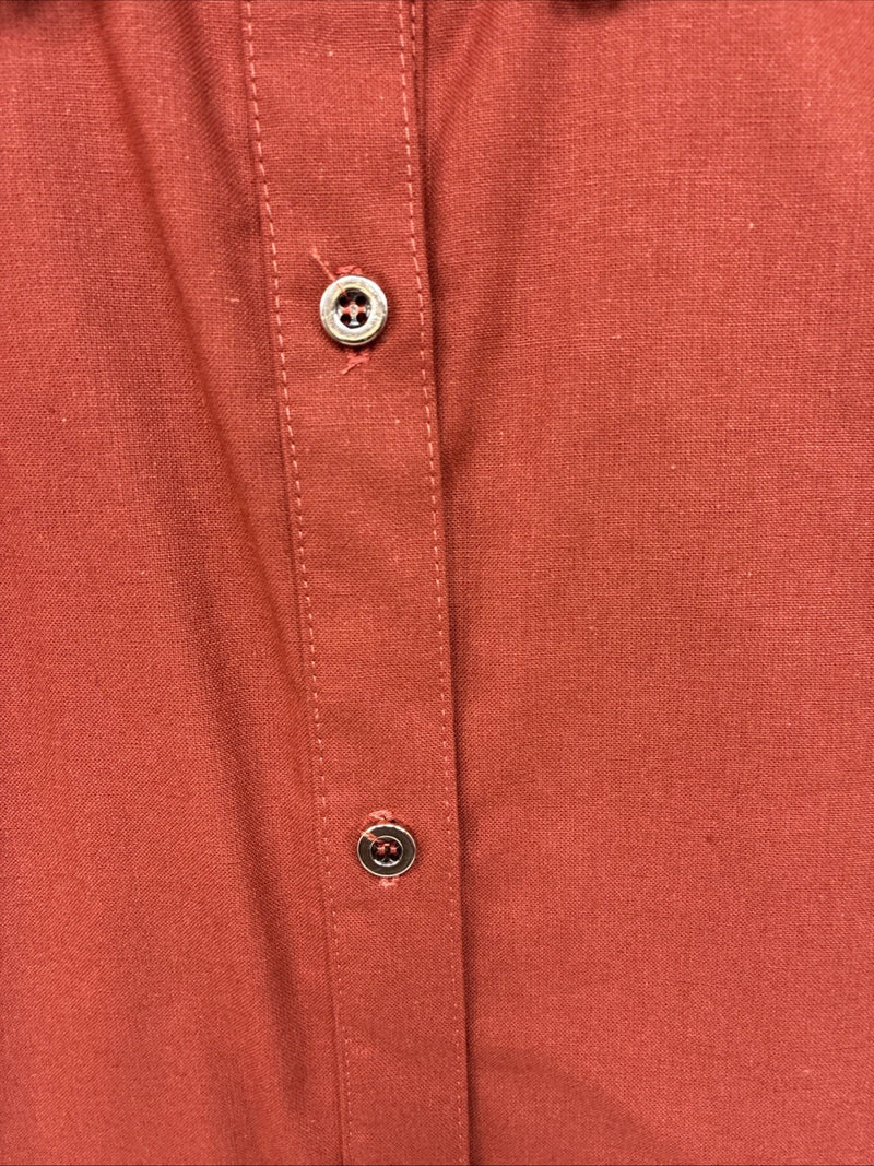 New Women’s Cowboy Threads Orange Blue Short Sleeve Button Up Medium YY-86