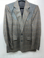 New Men’s HbarC California Ranchwear Grey Plaid Suit Jacket 42R #14753 AA-605