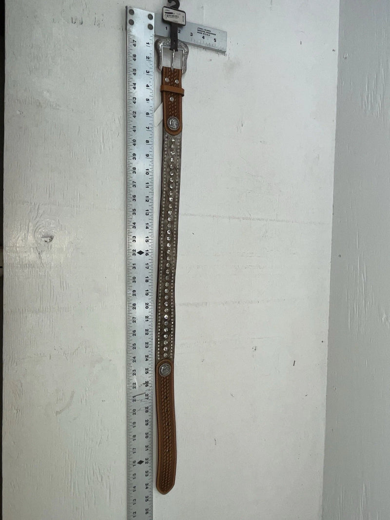 New Brown Genuine Leather Nocona Silver Bling Tooled 28” Belt #N2463448 NN-12
