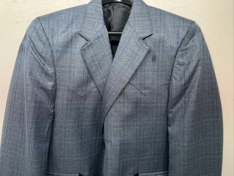 New Men’s Circle S Blue Plaid Suit Jacket 46R #25832 X-606
