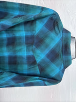New Women’s Cumberland Blue Plaid Long Sleeve Pearl Snap 3XL Plus DD-15