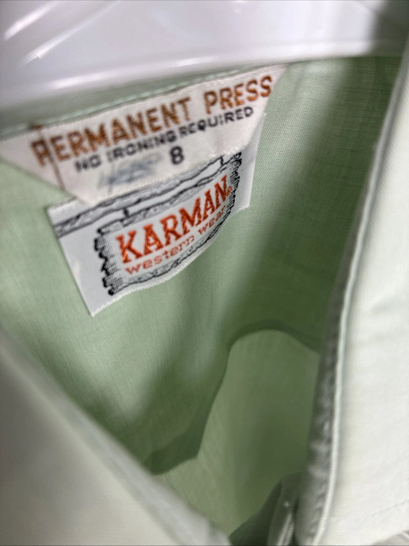 New Women’s Karman Green Long Sleeve Pearl Snap Size 8 YY-23