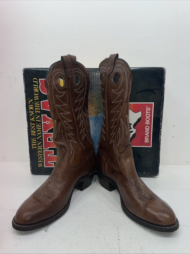 New Men’s Brown Texas Brand Cowboy Boots. 7811 10 D. 6-45