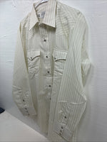 New Men’s California RanchWear Yellow Stripe Long Sleeve Pearl Snap Large M-31