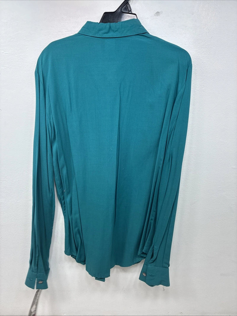 New Women’s Roughrider Blue Long Sleeve Button Up Size Large TT-133