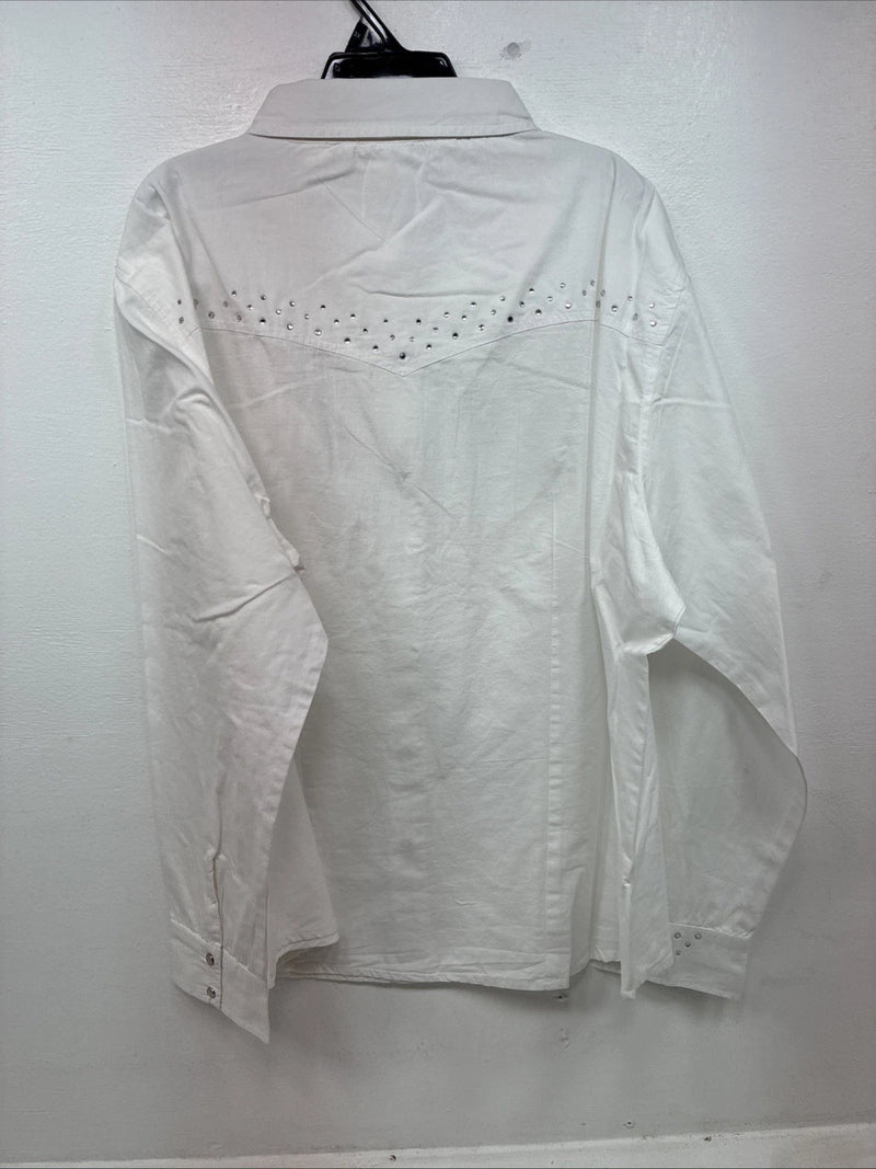 New Women’s Cumberland White Gem Long Sleeve Pearl Snap 3X MM-9