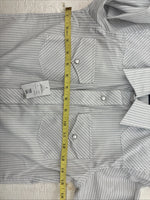New Kids White Horse Gray Stripe Long Sleeve Pearl Snap Large DD-56